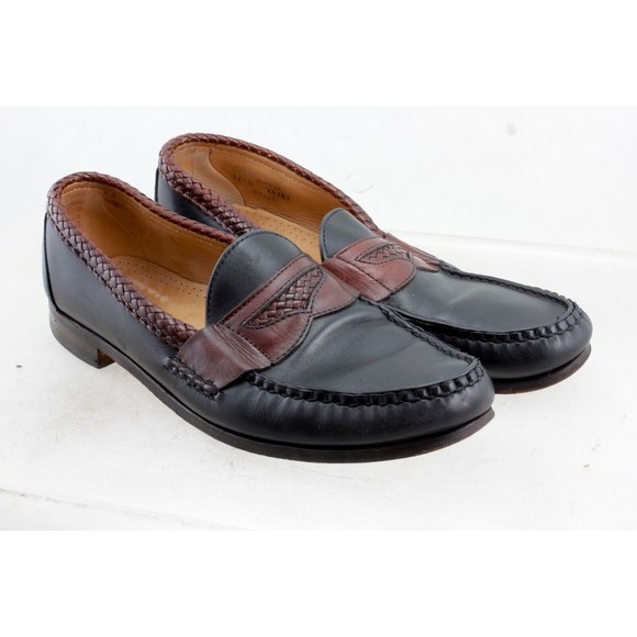 Allen Edmonds Newcastle Men's Black W/Brown Leather Slip On Loafers Size 11.5 B - Picture 1 of 8